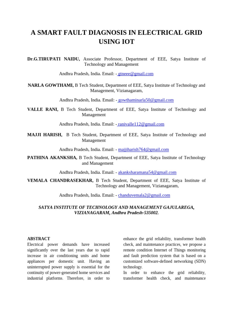 IoT-Based Fault Diagnosis for Electrical Grids | PDF | Embedded System ...