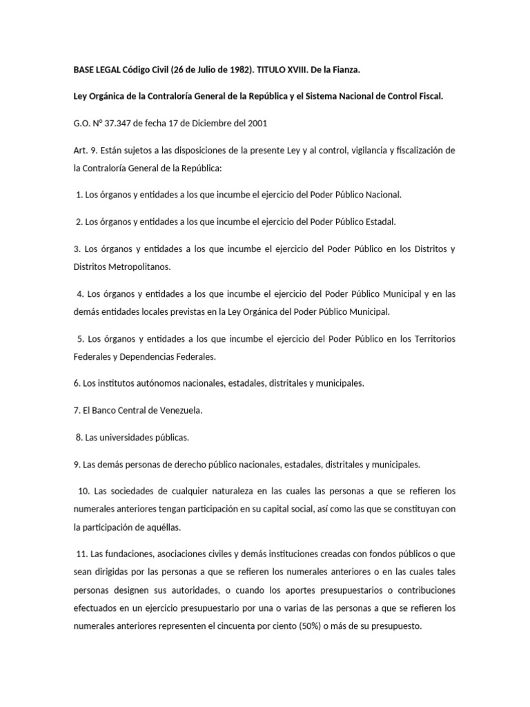 Base Legal Código Civil | PDF | Presupuesto