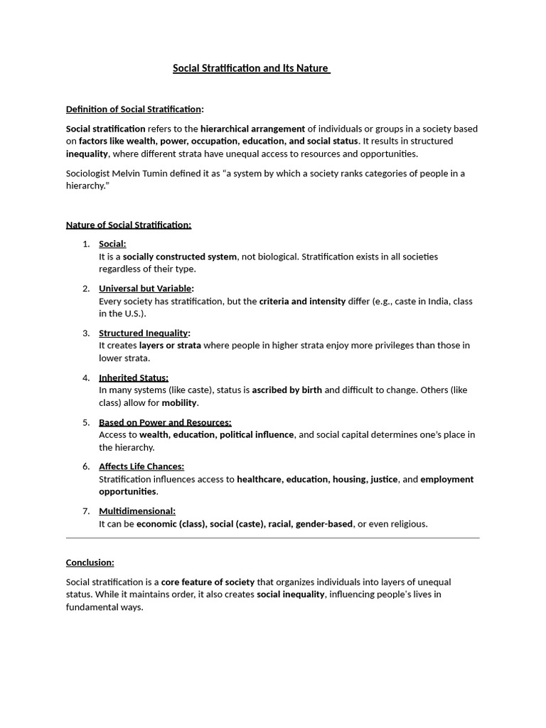 Understanding Social Stratification Dynamics | PDF