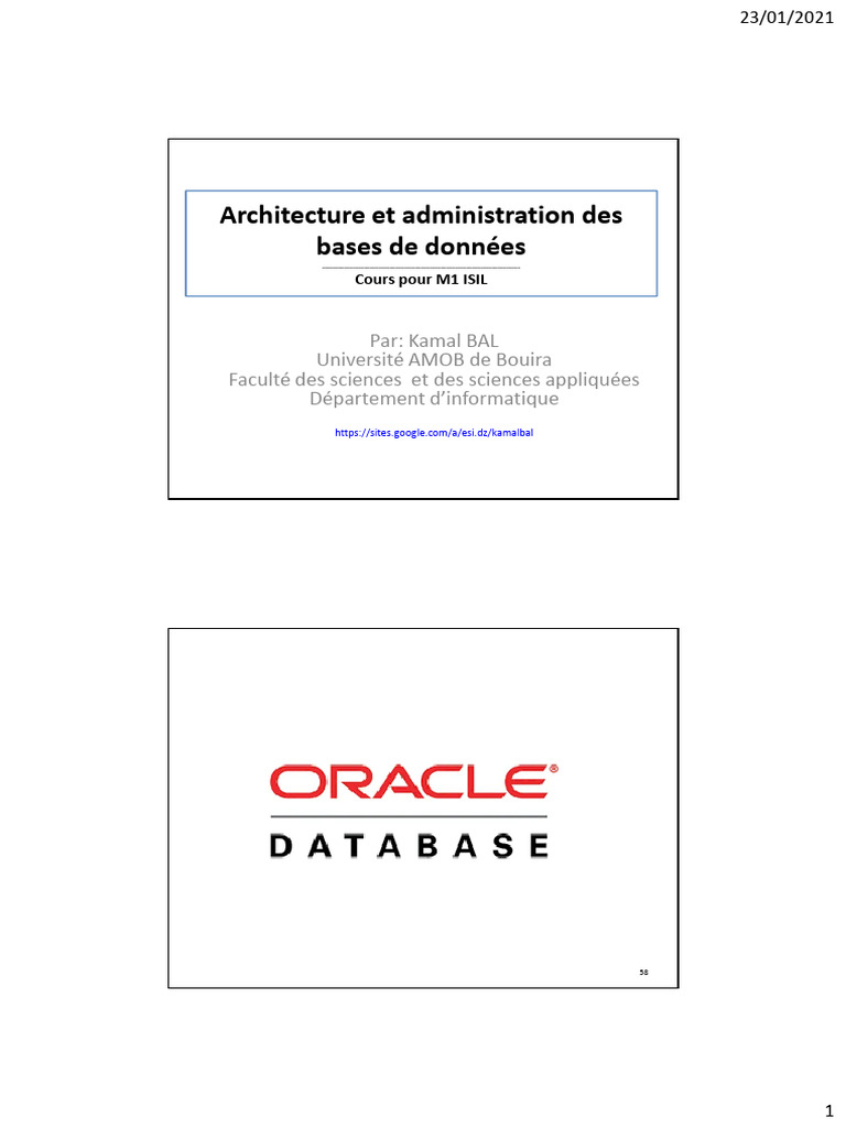 Architecture des bases de données Oracle | PDF | Base de données Oracle ...