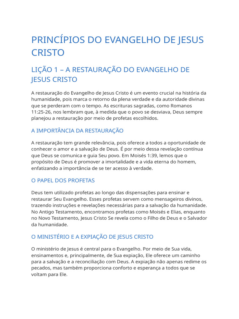 Princípios Do Evangelho de Jesus Cristo | PDF | Batismo | Jesus