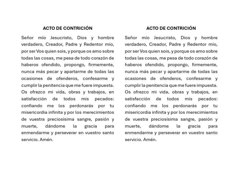 Acto de Contrición: Oración y Significado | PDF