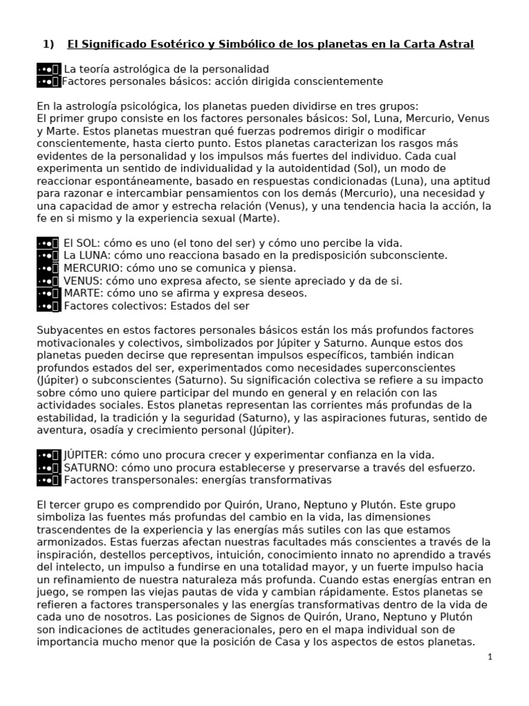 Significado de Planetas en Carta Astral | PDF | Apolo | Astrología