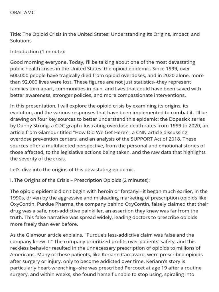 Title The Opioid Crisis in The United States Understanding Its Origins ...