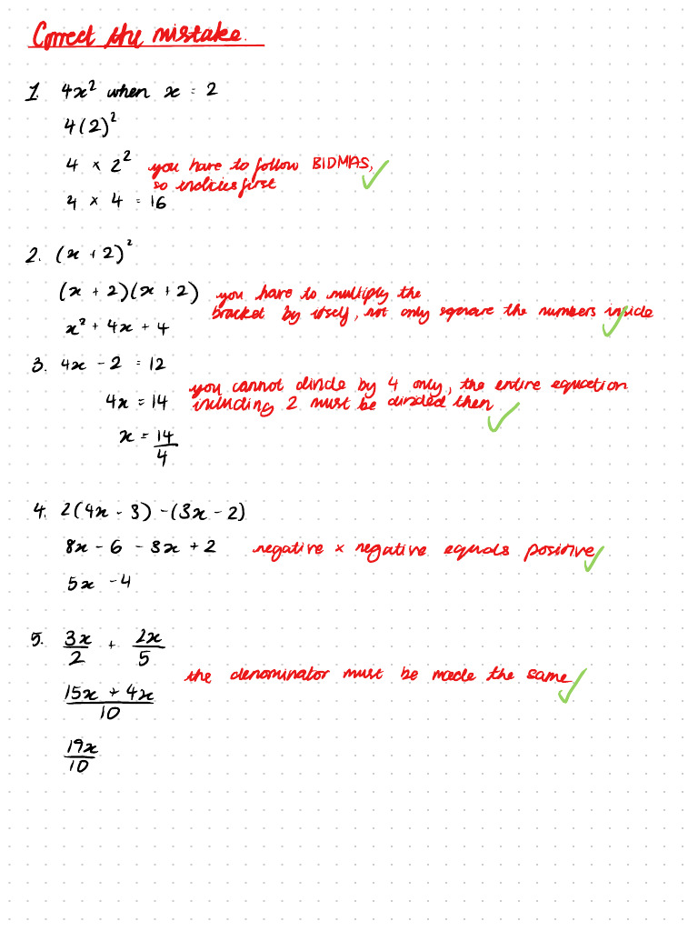 Year 1 Mathematics Homework 2 Mistakes | PDF