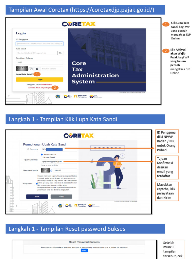 Aktivasi dan Reset Password Coretax | PDF