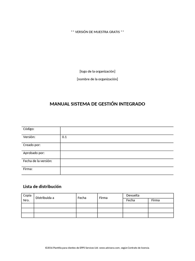 Manual de Sistema de Gestión Integrado | PDF | Sistema de manejo de ...