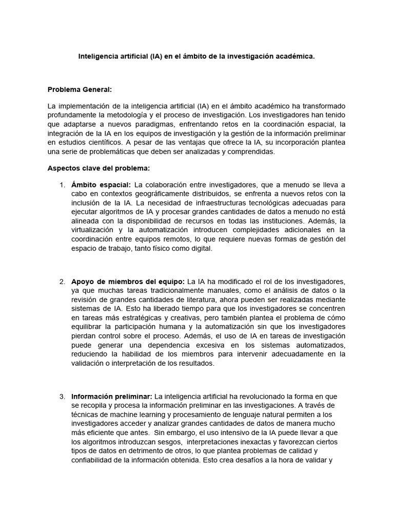 IA en El Ámbito de La Investigación Académica | PDF | Inteligencia ...