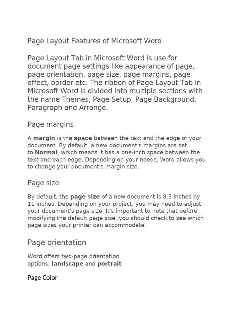 microsoft word page layout