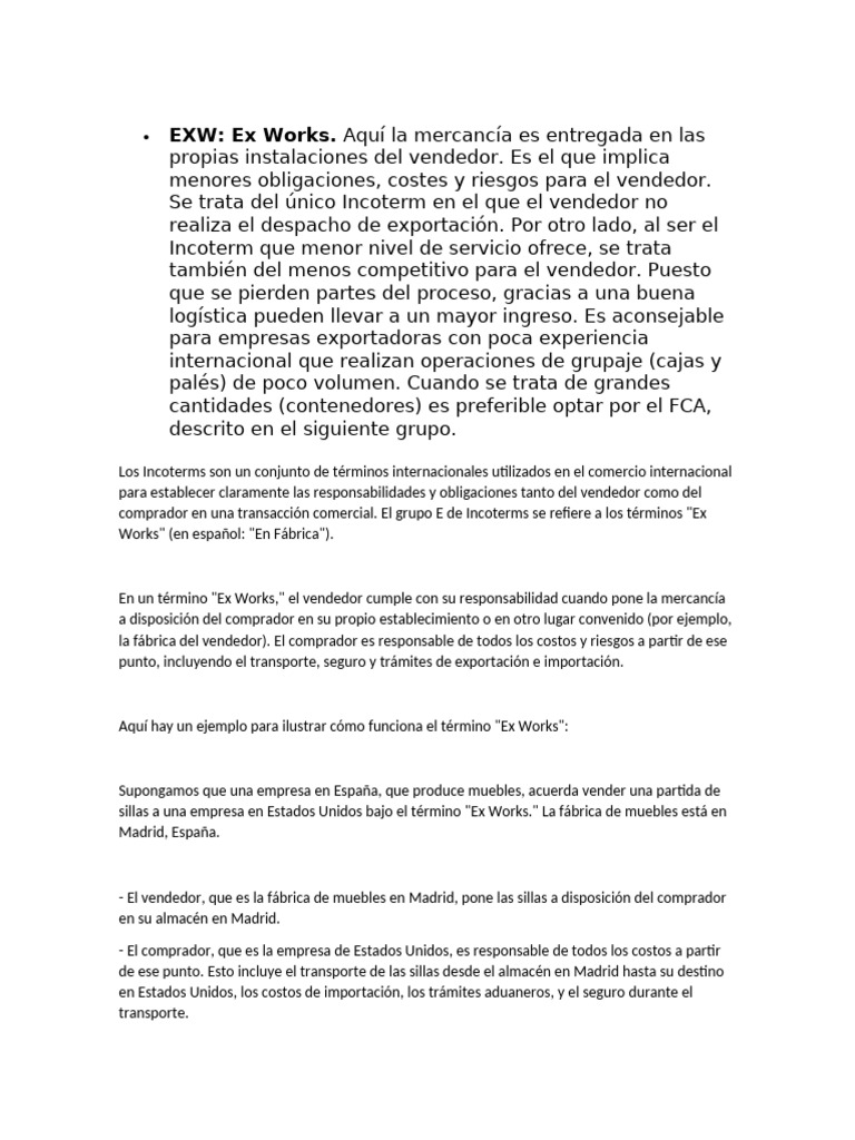 EXW Actividad 5 | PDF | Business | Economias
