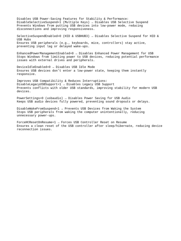 Disable USB Power-Saving for Performance | PDF
