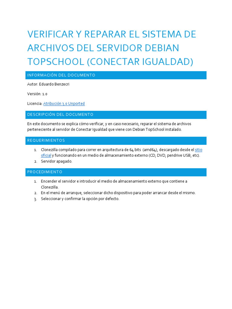 Man05-Reparar Sistema Archivos Debian Conig-V10 | PDF