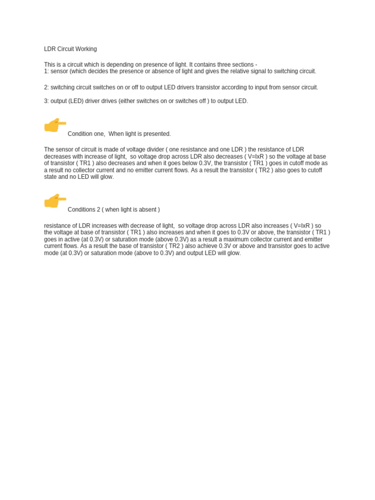 LDR Circuit Operation Explained | PDF