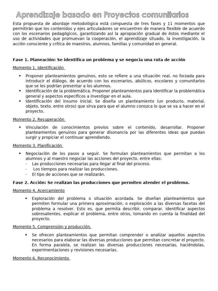 Metodología para Proyectos Comunitarios | PDF | Planificación ...