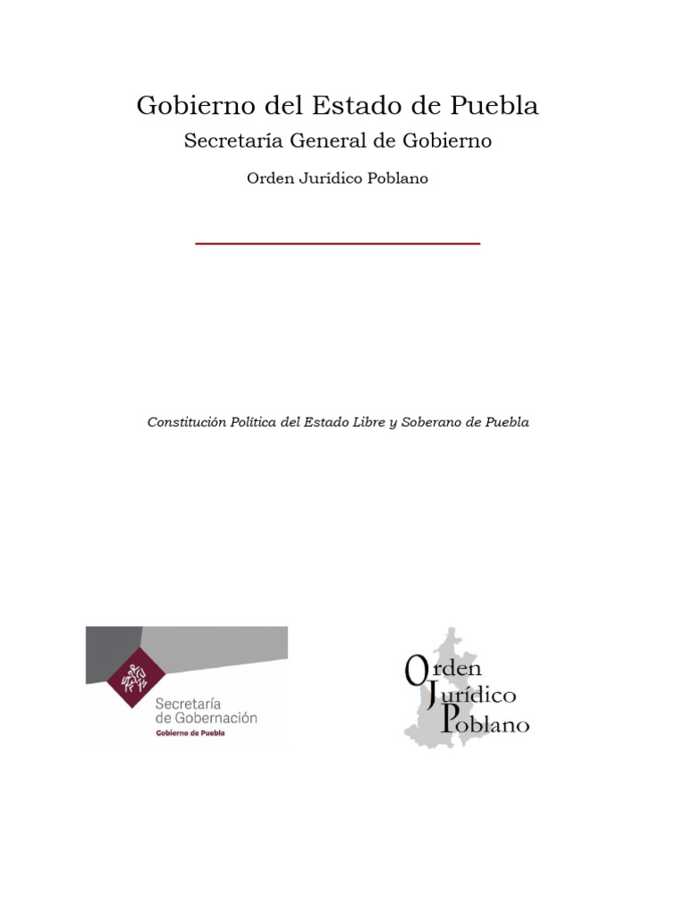 Constitucion Politica Del Estado Libre y Soberano de Puebla EExt ...