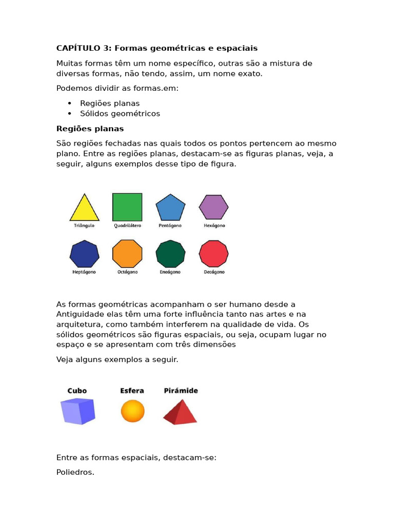 Formas Geométricas e Sólidos Espaciais | PDF