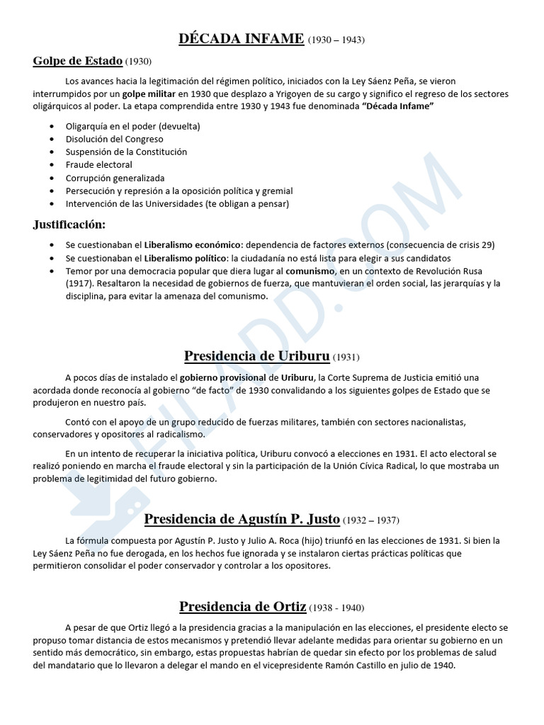 Características de la Década Infame | PDF | Economias