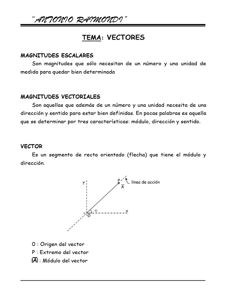 Tipos y Pruebas de Vectores en Física | PDF | Vector Euclidiano | Línea ...