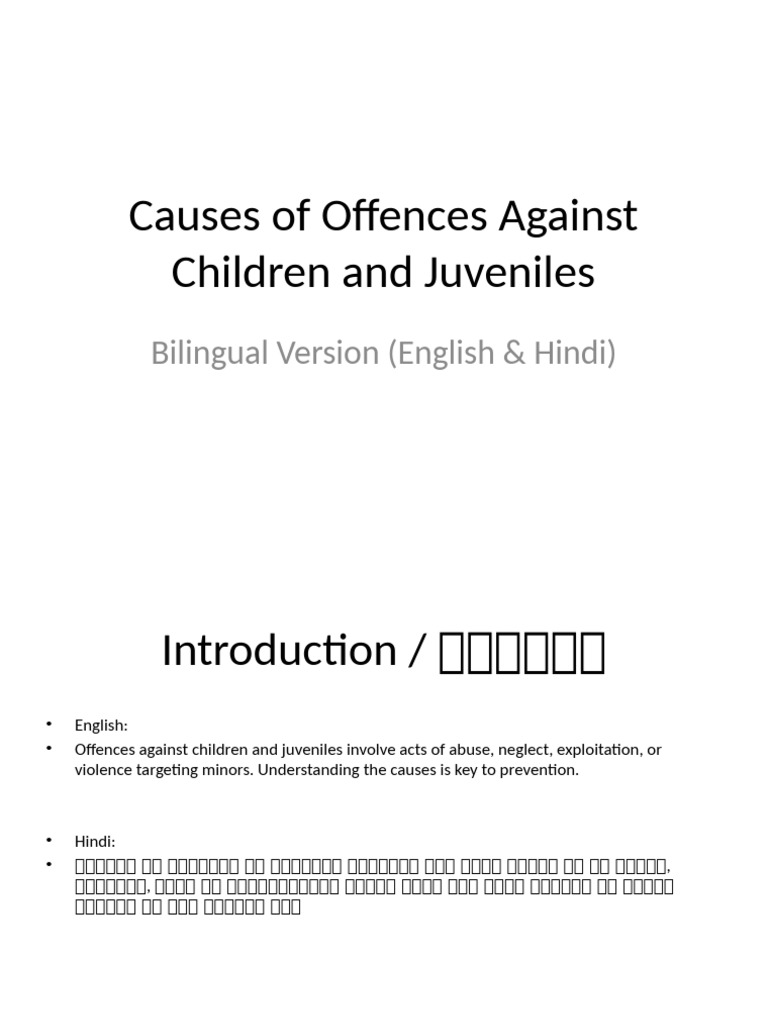 Causes of Offences Against Children Bilingual | PDF