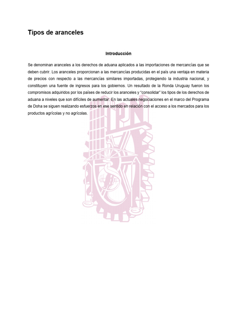 Tipos y modalidades de aranceles | PDF | Arancel | aduana