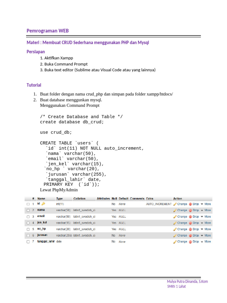 Membuat CRUD dengan PHP dan MySql | PDF
