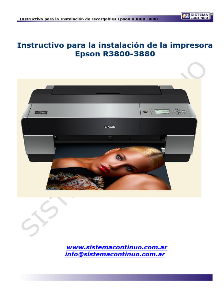 Instalación de cartuchos recargables Epson R3800-3880 | PDF | Impresora ...
