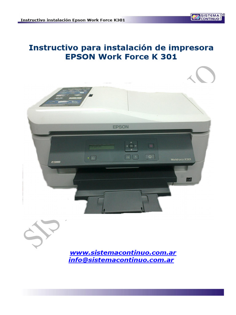 Instalación de Epson Work Force K301 | PDF | Impresora (Computación)
