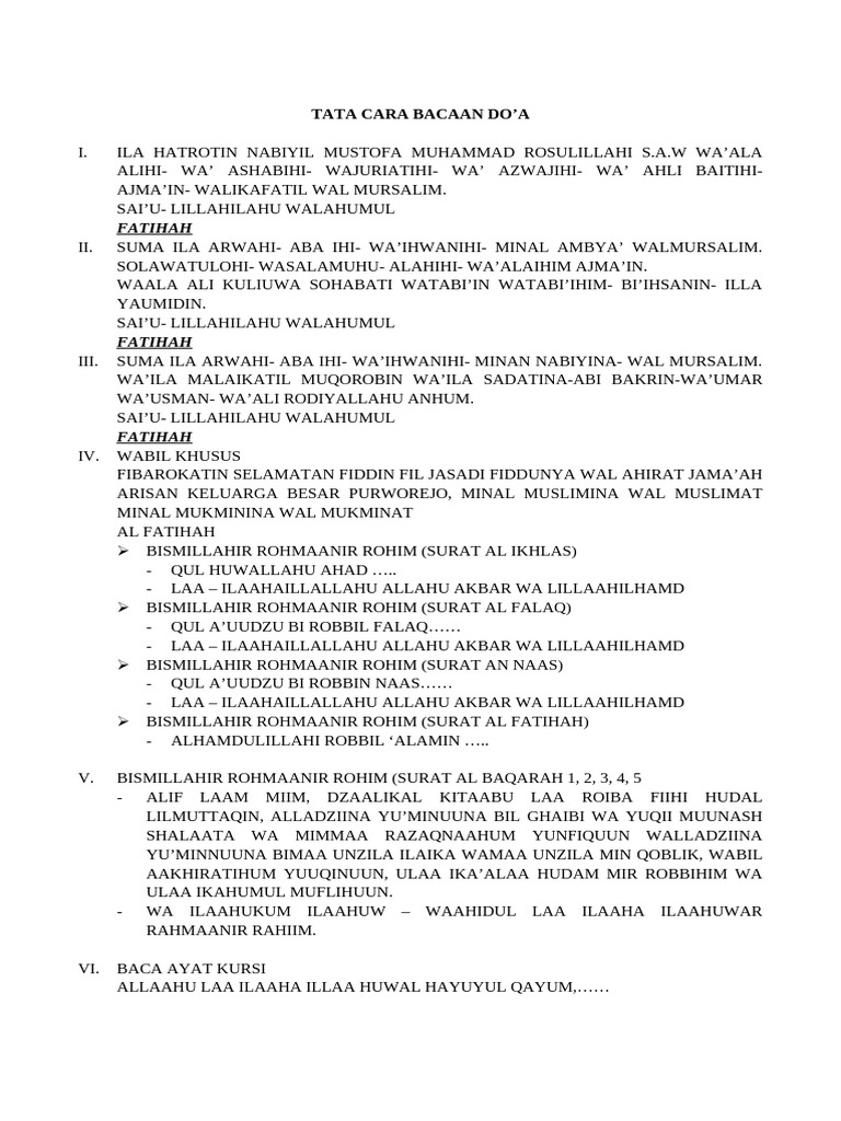 Tata Cara Bacaan Doa | PDF | Islamic Texts | Quran