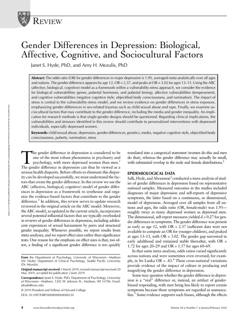 Gender Differences in Depression Factors | PDF | Major Depressive ...