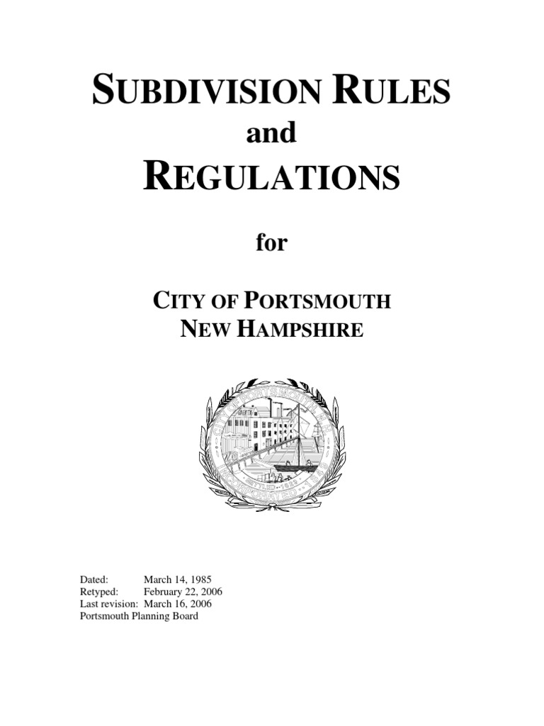 Subdivision Rules and Regulations for the City of Portsmouth, New