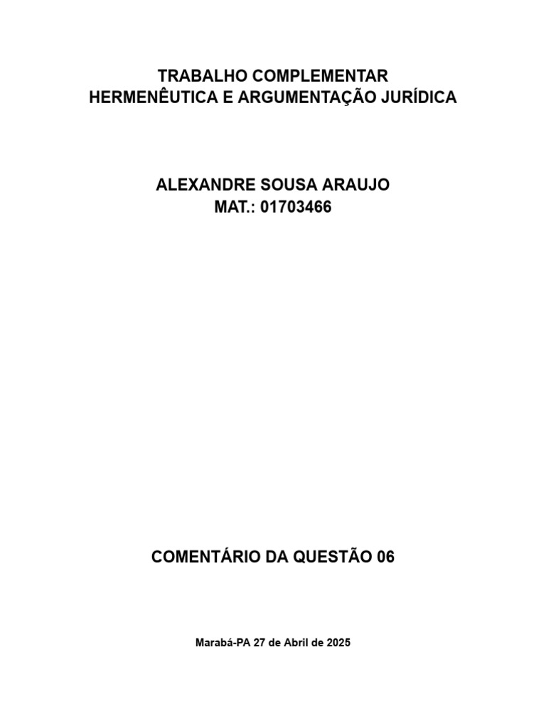 Trabalho Complementar | PDF