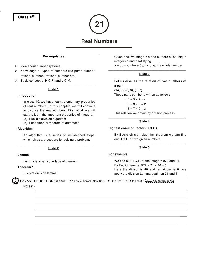 Class X Maths Prime Number Numbers