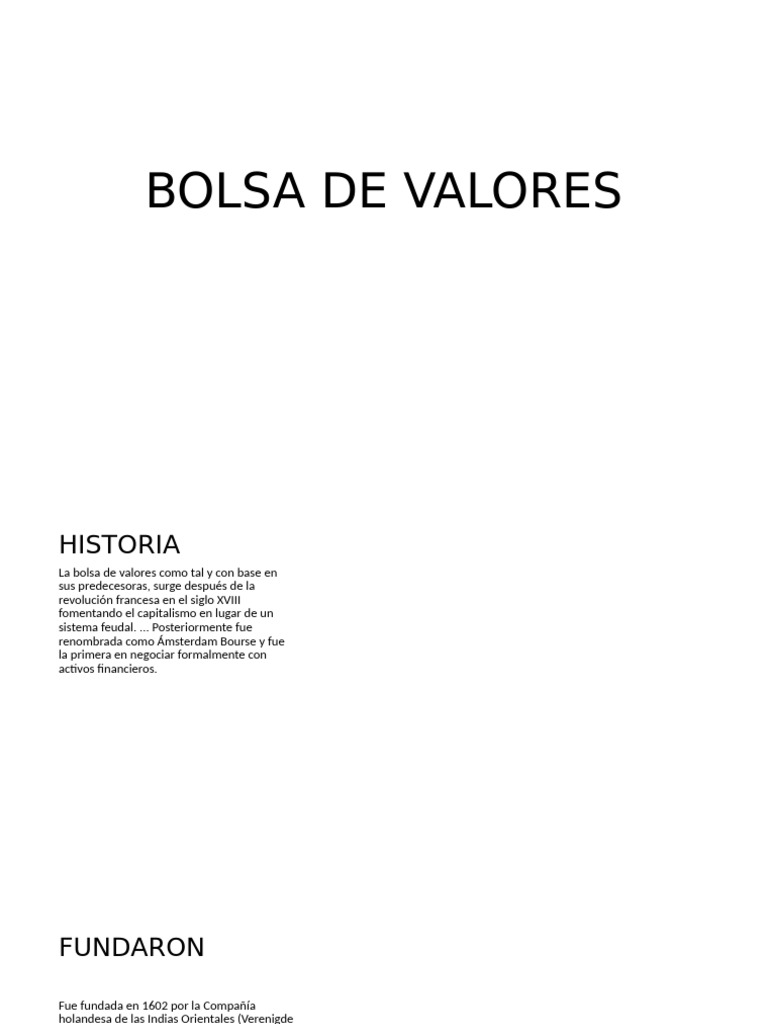 Historia y objetivos de la Bolsa de Valores | PDF