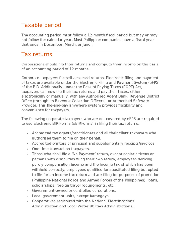 Philippine Corporate Tax Filing Guide | PDF | Taxes | Taxation In The ...