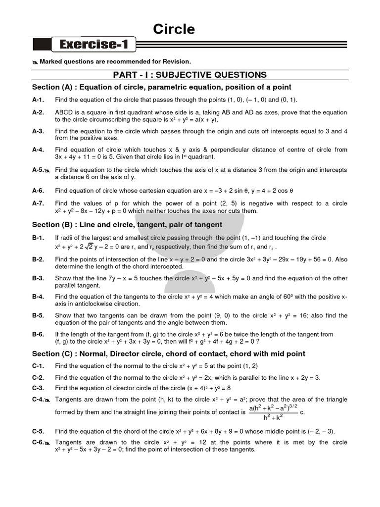 Circle Equations and Properties Guide | PDF | Circle | Cartesian ...