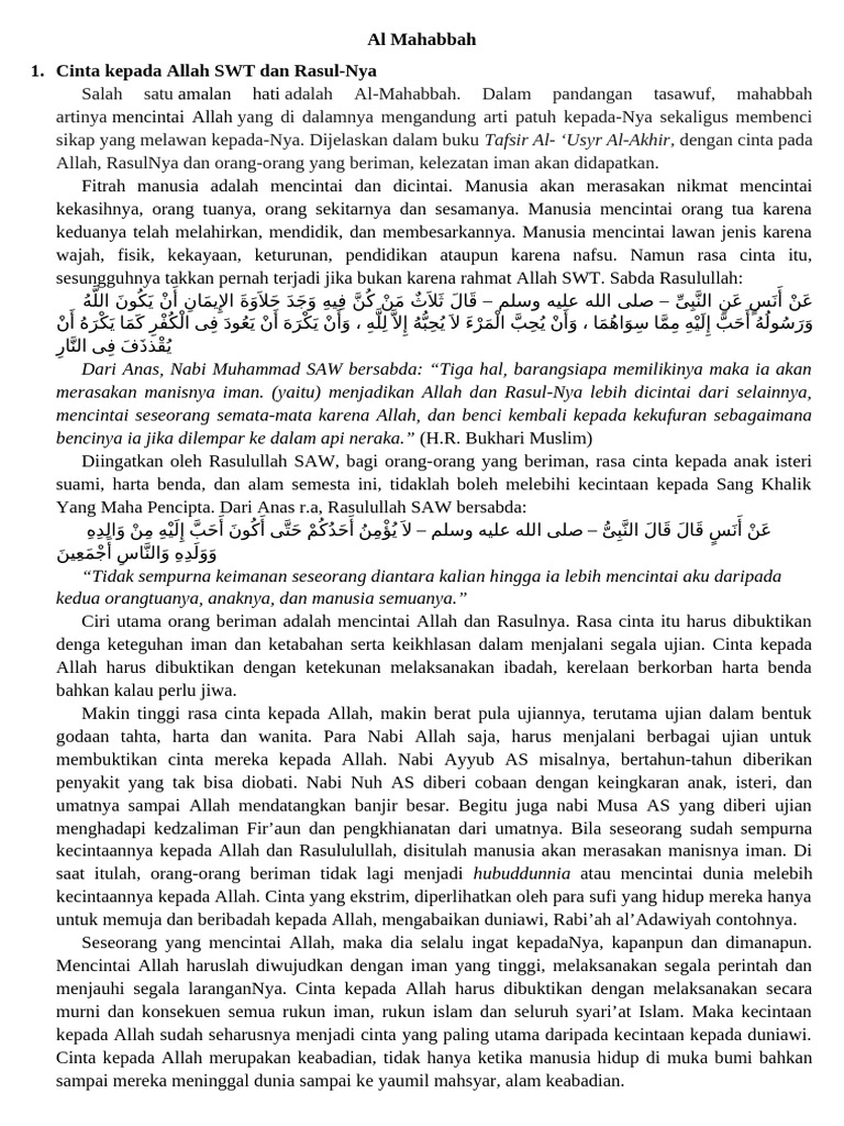Cinta kepada Allah dan Rasulullah | PDF
