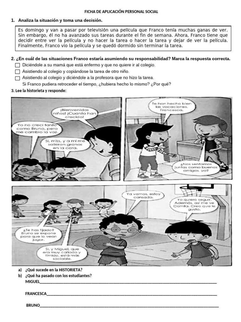 Ficha de Aplicación Personal Social | PDF