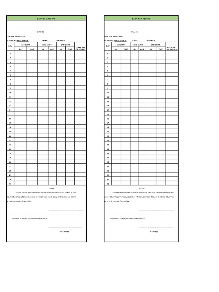 Daily Time Record for File No. 48 | PDF