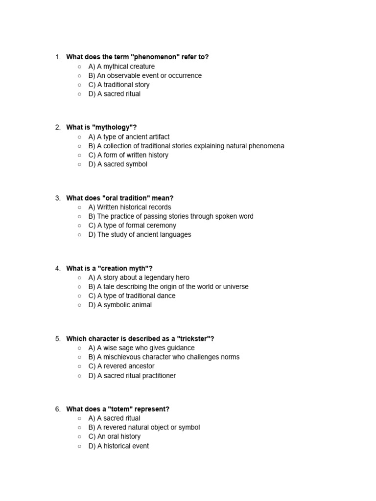 Native American Vocab Quiz W - o Answers | PDF | Rituals | Mythology