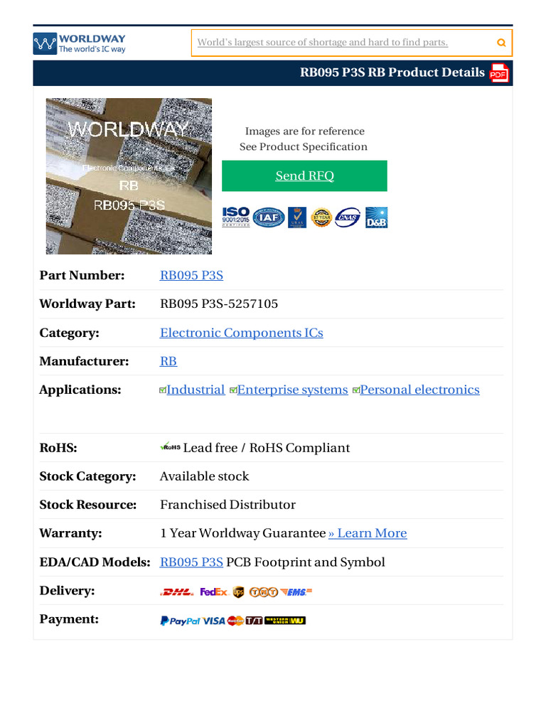 Buy RB095 P3S Electronic Component | PDF