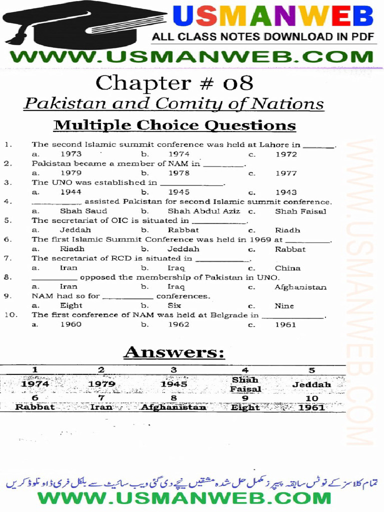 12th Pak Study CH 8 Notes EM | PDF