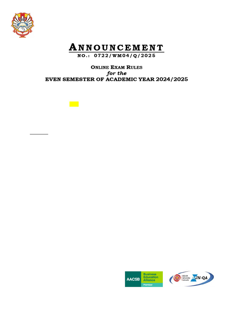 Rules For Online Exam Even Semester 2024 - 2025 | PDF | Computer ...