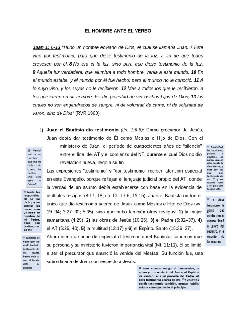 El Hombre Ante El Verbo | PDF | Jesús | Evangelio de juan