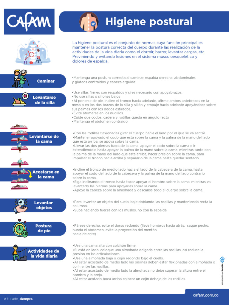 Higiene Postural | PDF | Almohada | Dolor lumbar
