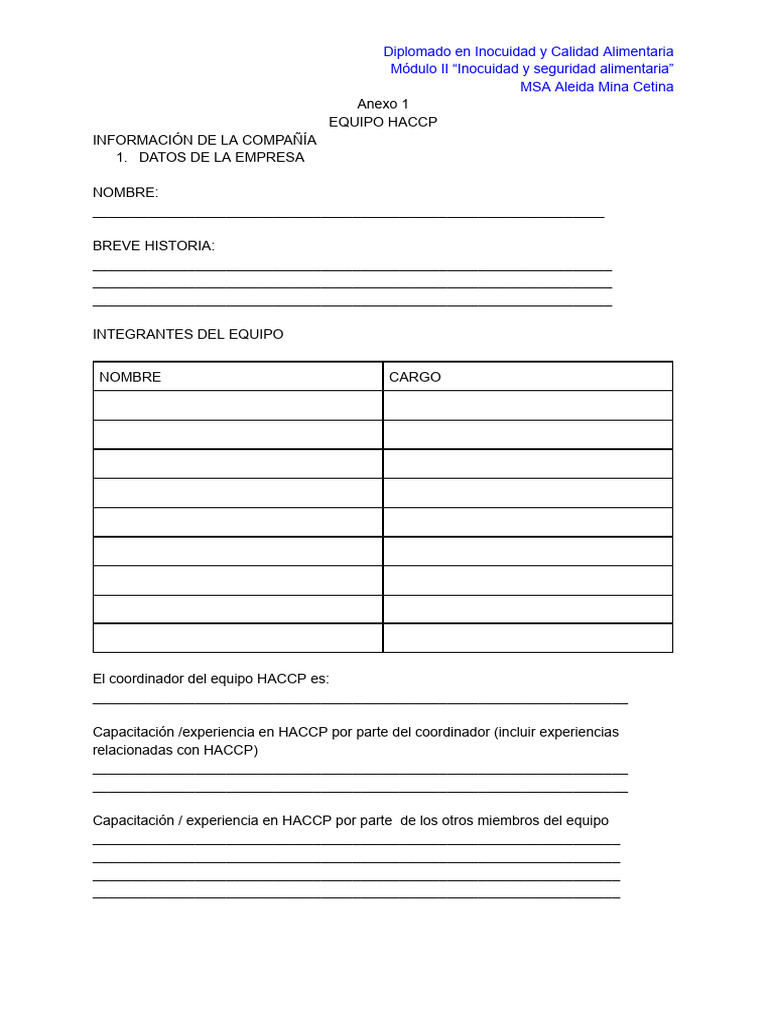 Diplomado en Inocuidad Alimentaria HACCP | PDF | Análisis de Riesgo y ...