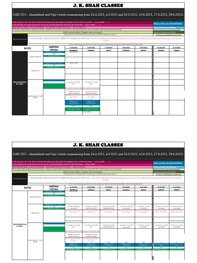 Course Time Table Pdf 35641 Pdf