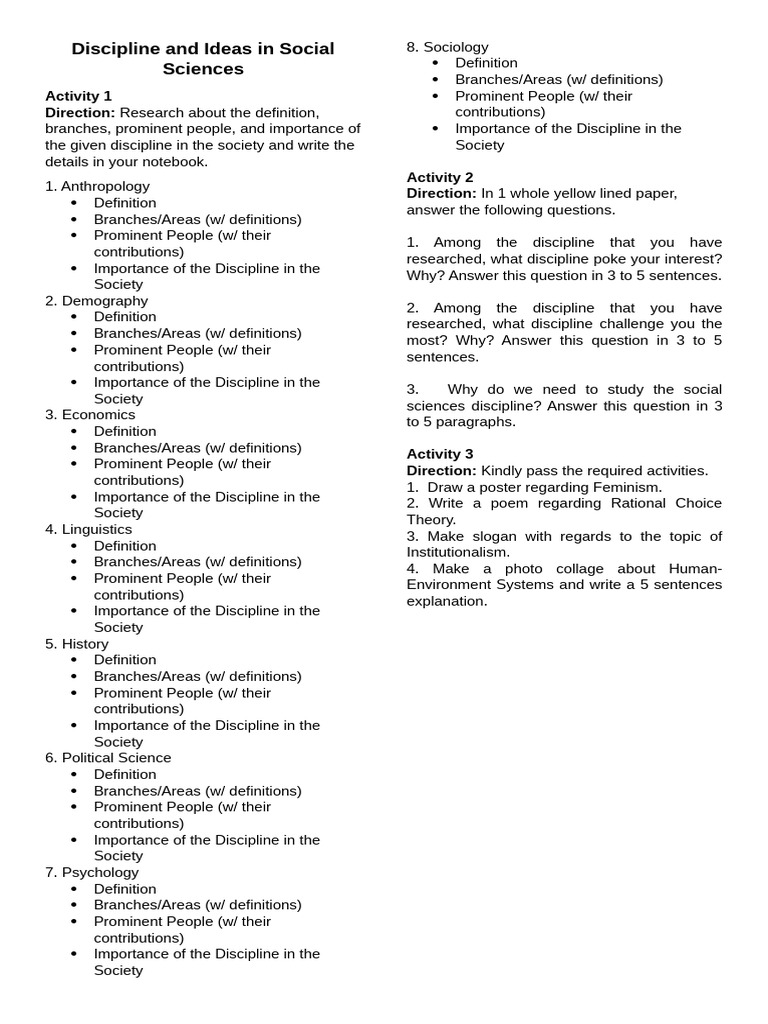 Discipline and Ideas in Social Sciences | PDF | Social Sciences | Science