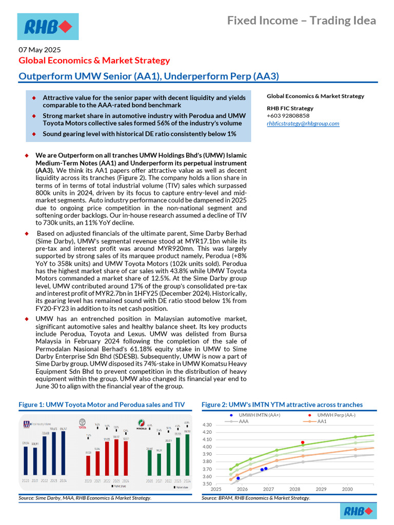 UMW Holdings Bhd Fixed Income Strategy | PDF | Investing | Economies