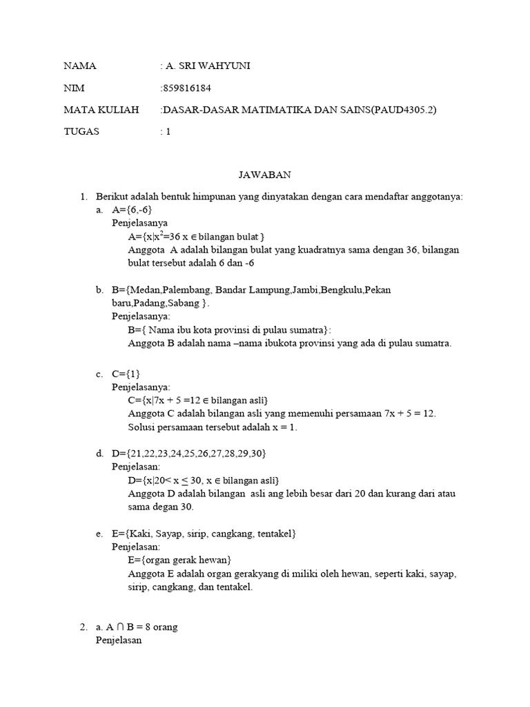 Himpunan dan Operasi Dasar Matematika | PDF