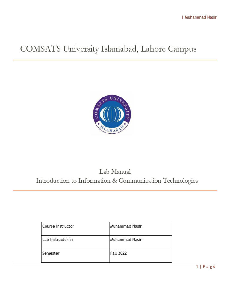 ICT Lab Manual for CV and MS Word Tasks | PDF | Software | Computing